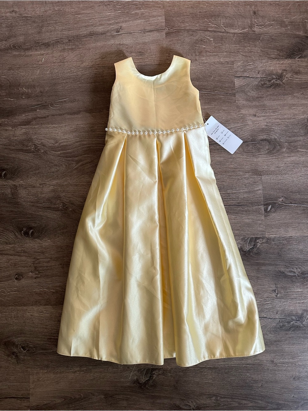 Girls' Yellow Pearl Waist A-Line Dress